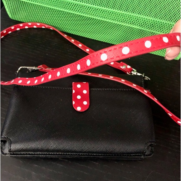 Disney Parks Minnie Mouse Polk-a-Dot Embroidered Crossbody Bow Wallet NWOT - Picture 8 of 9